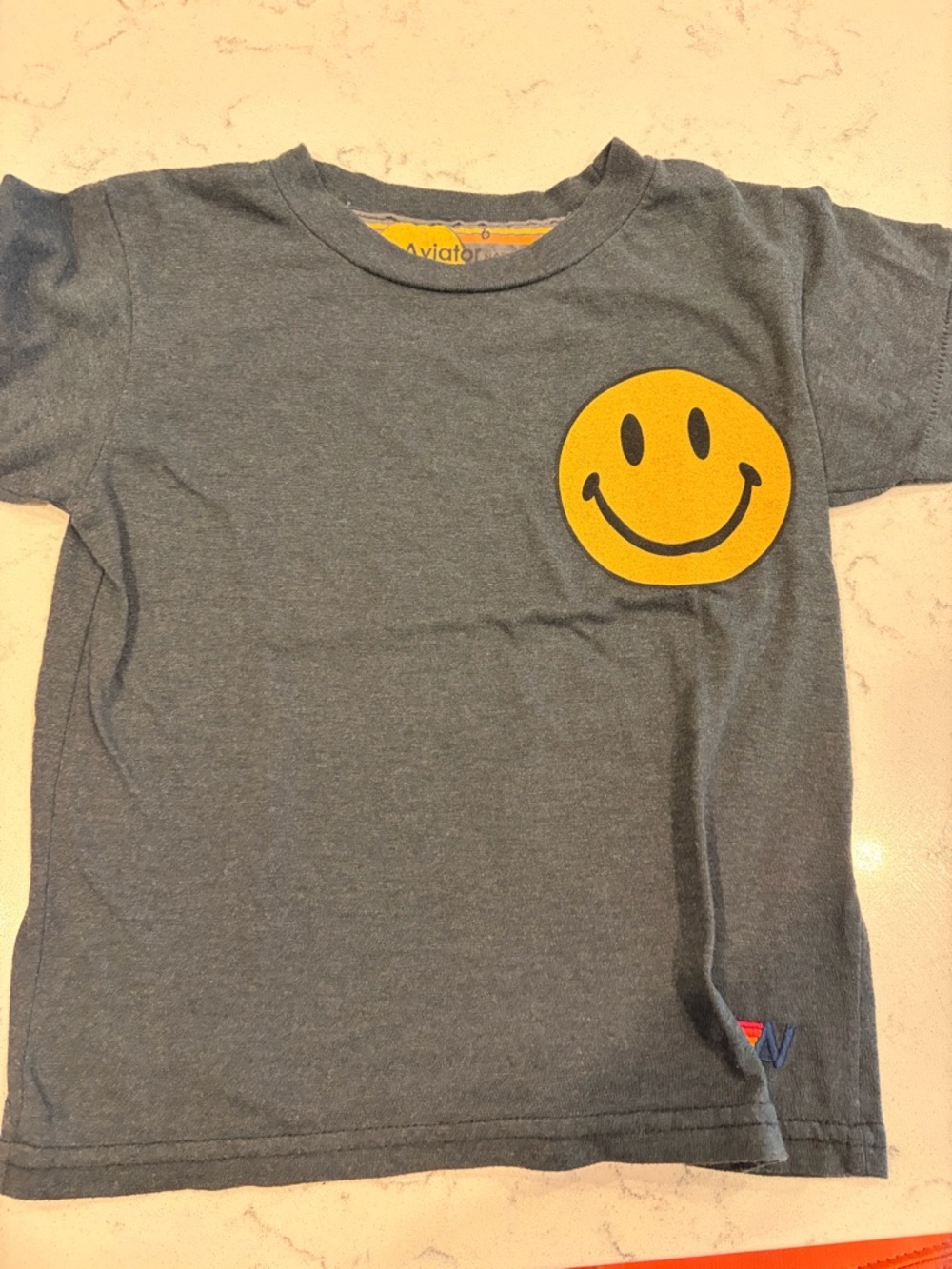 Aviator Nation Gray Tee with Yellow Smile Patch